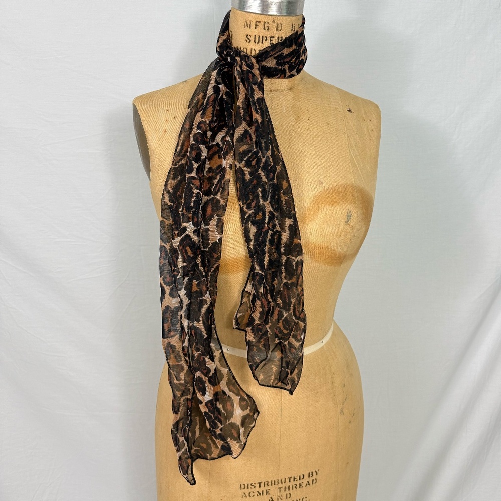 Leopard Print Sheer 55" Scarf